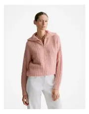 [Trenery] Alpaca Merino Blend Half Zip in Dust Pink