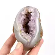 3.4in 338g Amethyst Quartz Crystal Semi Polished Geode Nodule, Madagascar
