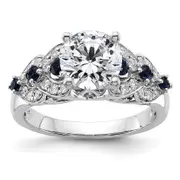 14k White Gold 1/4 Ct. Lab Grown Diamond VS/SI+ G+ and Lab Created Blue Sapphire Peg Set Engagement Ring