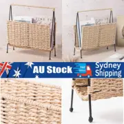 Natural Handwoven Bookshelf Magazine Storage Rack Tabletop Display Stand Shelf