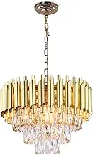FRIXCHUR 15.7'' Glam Crystal Chandelier Lights Modern Gold Pendant Light 3-Tier Crystal Chandelier Light Fixture Raindrop Flush Mount Ceiling Light for Dining Table Kitchen Island E12x5 Lights