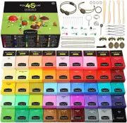Polymer Clay Starter Kit, 45 Colors Oven Bake Clay with 5 Modeling Tools and 40