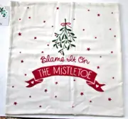 "Blame It On The Mistletoe" Christmas Button Pillow Cover Nordstrom NWT 18"x 18"