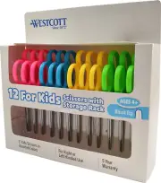 School Left and Right Handed Kids Scissors, 5" Blunt, Pack of 12, Assorted
