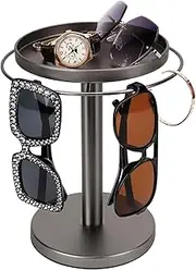 [Generic] Sunglasses Storage - 360° Rotating Sunglass Organizer, Glasses Holder with Tray, Eyeglasses Sunglasses Storage Display Stand Holder, for Nightstand Desk Bedroom or Shop Selling
