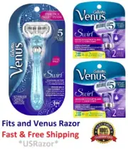 5 Gillette Venus Swirl Razor Blades 4 Refill Cartridges Flexi Ball Shaver handle