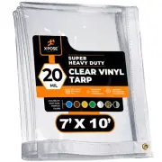 7' x 10' Clear Vinyl Tarp - Super Heavy Duty 20 Mil Transparent