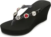 [TangDao] Women's Platform Flip Flops Rhinestone Sandals Wedge Slipper For Summer
