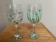 St. Patrick’s Day Hand Painted Wine Glasses, Set Of 4