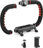 Zeadio Camera Smartphone Stabilizer, Foldable Handle Grip Handheld Video Rig, Co