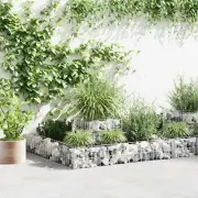 vidaXL Gabion Basket for Garden, Rectangular Gabion Raised Bed, Galvanized Steel