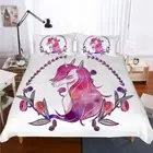 Dark Pink Unicorn 3D Printing Duvet Quilt Doona Covers Pillow Case Bedding Sets
