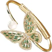 [Generic] Pearl Bracelet Crystal Butterfly Bangle or Women and Girls