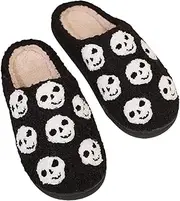 [Generic] Halloween Christmas Slippers, Spooky Slides Halloween Slides - Soft Skull Slipper for Home | Comfortable Preppy Plush Slides with Non-Slip Sole for Indoor and Outdoor