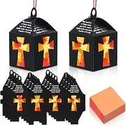 Yaomiao 16 Sets Religious Crafts Religious Cross Tissue Paper Lanterns Crafts Bulk Suncatcher Kits DIY Cross Ornaments Christian Tissue Paper Kits for Church Sunday School VBS Art Classroom Home