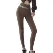 Nevenka Womens Legging Cross High Waist Butt Lifting Yoga Pants for Spring-Coffee
