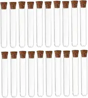 TIDTALEO 50Pcs Clear Plastic Test Tubes with Cork Stoppers for Liquid Storage Lightweight for Home Decor Laboratory Experiments and Bath Salt Storage