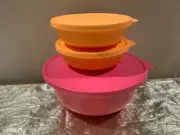 New Tupperware Set of 3 Aloha Nesting Bowls with Lids 450ml, 450ml and 2L
