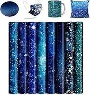 Sublimation Transfer Sheets for Tumblers Blanks Tshirts,Blue Glitter Sublimation Transfer Paper for Heat Press Machine,10pcs,12x12