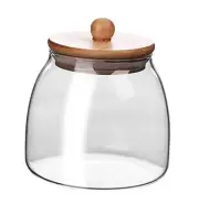 Glass Food Storage Container Candy Dish Spice Jar with Seal Wooden Lid