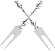 EXHUMKY 2pcs Beaded Stainless Steel Fruit Forks Portable Snack Forks for Appetizers Desserts Travel Friendly Kitchen Utensils with Elegant Design