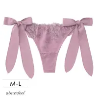 在飛比找momo購物網優惠-【aimerfeel】雪紡紗裸肌綁繩丁字內褲 -淡粉紅2(9