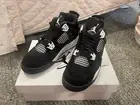 Jordan Grade School Air Jordan 4 Retro White Thunder Shoes Black 6.5Y