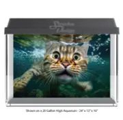 Scared Cute Striped Cat Polyester Fish Tank Glass Backdrop Aquarium Background
