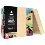 Wood Canvas Boards, 10 x 10 Inches, Pack of 5, Birch Wood, Wooden Panels for ...