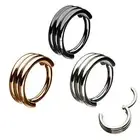 1PCS 16G Surgical Steel Triple Stack Hinged Segment Ear Nose Ring Hoop Septum