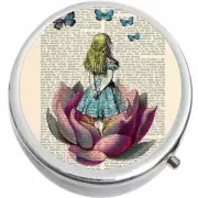 Alice in Wonderland Book Medicine Vitamin Pill Box