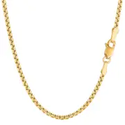 14k Yellow Gold Round Box Chain Necklace, 2.1mm