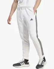 adidas Men's Essentials Fleece 3-Stripes Tapered Cuff Pants - White 3XL - NWT
