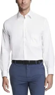Van Heusen Men's Regular Fit Stain Shield Dress Shirt White L 16-16.5 34/35 New