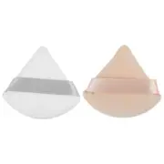 2 Pcs Loose Powder Puff Face Soft Triangle Puff Beauty Makeup Tool Beige White