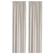 MÄSTERROT curtains, 1 pair, beige/white dot pattern/with heading tape, 145x250 cm