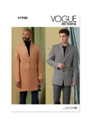Vogue V1930 Sewing Pattern Men's Lined Coat Size MUU (34-36-38-40) UNCUT