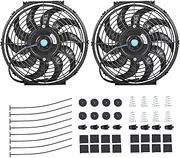BATONECO 12" Electric Radiator Cooling Fan Assembly Kit,High Performance Cooling Radiator Fan with 12V 80W 800 CFM Mount Kit Universal Black, 2 Pack