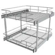 2 Tier Pull Out Cabinet Organizer 20" W X 22" D, Slide Out Drawers For Kitche...
