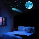 Home Decal Meteor Glow In The Dark Moon Stars Stickers Luminous Wall Stickers