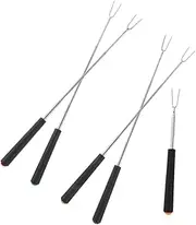 Outanaya 5 Pcs Extendable BBQ Skewers Stainless Steel Roasting Forks with Plastic Handle for Hot Dogs Veggies and Meat for Campfire Outdoor Cooking and Grilling