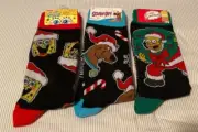 Christmas Socks lot of 3 single pairs SpongeBob Simpsons Homer and Scooby Doo
