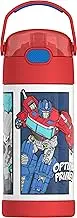 THERMOS FUNTAINER Water Bottle with Straw - 12 Ounce - Kids Stainless Steel Vacuum Insulated Water Bottle with Lid, Transformers