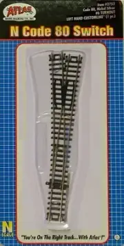 Atlas N Scale Code 80 Custom #6 Left-Hand Turnout/Switch Model Train Track