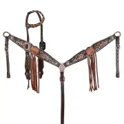 Limited Edition Western Stitch Headstall & Fringe Breast Collar Set Reins NEW