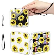 DLseego Game Card Case Compatible with Switch/Switch OLED, Switch Flower Print Storage Case, Clear Game Card Holder Shell with 12 Game Slots Holder and 2 SD Card Slots