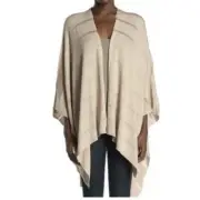 NEW Calvin Klein Poncho Sweater Tan Stripe Open Front Women’s One Size OS