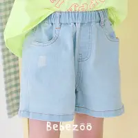在飛比找momo購物網優惠-【BebeZoo】淺藍寬鬆五分牛仔褲短褲(TM2305-13