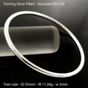 Bangle Real 925 Sterling Silver Filled Solid Teen Girls Size Cuff Bracelet 55mm