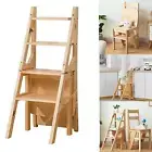 4 Step Stool Timber Folding Kitchen Wooden Ladder Dining Chairs Bookshelves